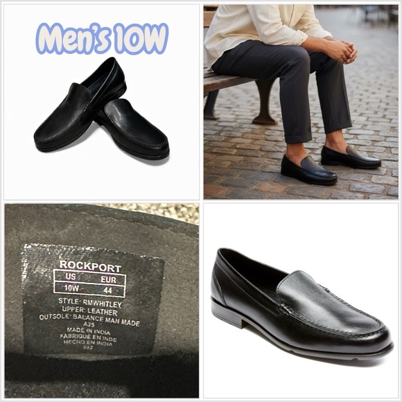 Rockport Other - Men's Rockport Whitley Loafer Black 10 Wide Dress Shoes Trutech Leather Slip on